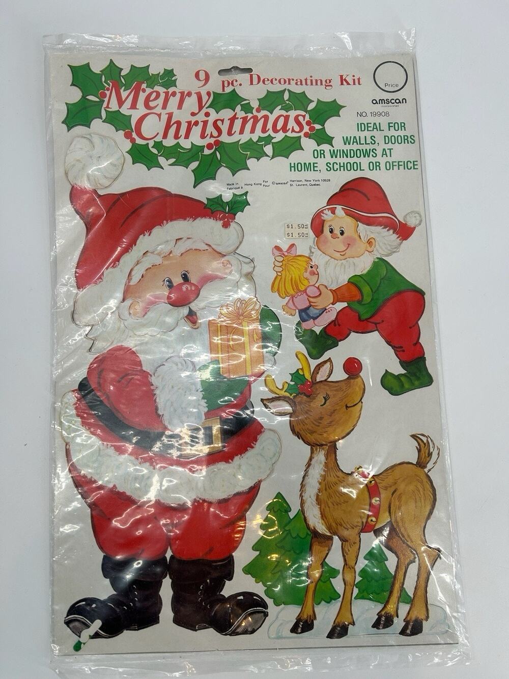 Christmas Die cuts Amacam co 1980’s Party decorations 9 piece unopened decor